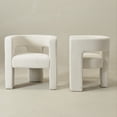 thumbnail image 6 of KINWELL 28" W Boucle Accent Chair Armchairs Set of 2, Upholstered Square Open-Back Barrel Chair, No Assembly Side Chair ArmChairs for Living Room Bedroom Lounge (Cream), 6 of 11