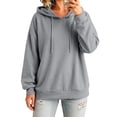 thumbnail image 4 of LEKWK Hoodies for Women Fleece Lined Long Sleeve Oversized Sweatshirt with Pocket Drawstring Casual Relaxed Fit Fall Winter Workout Tops, 4 of 9