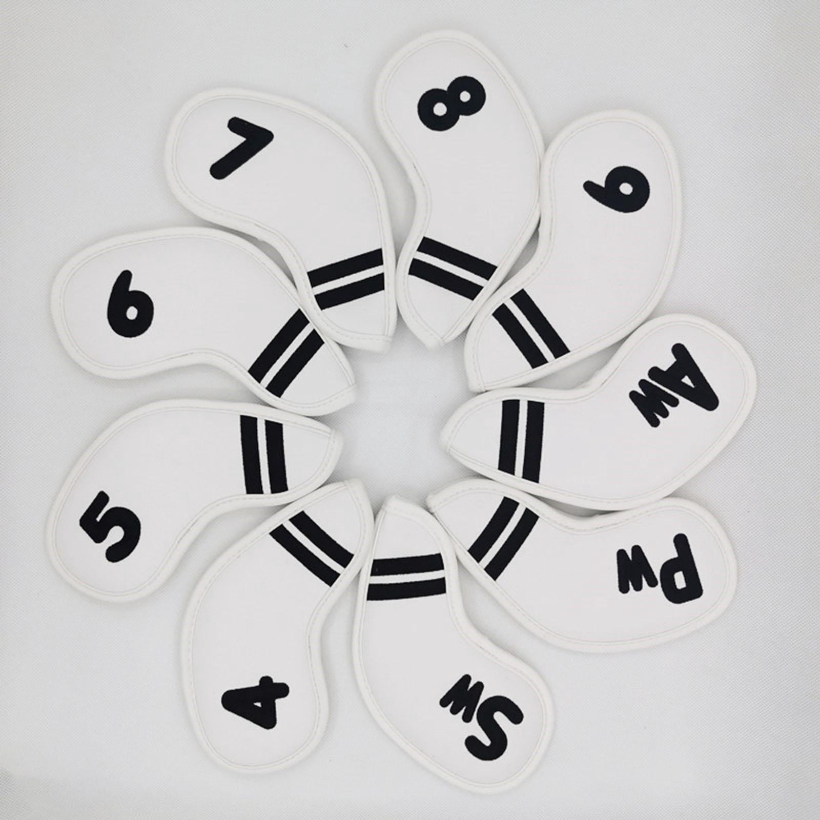 QccHieUs 9 Pcs Golf Club Head Covers, Mallet Putter Covers, Men's Protector, Premium white