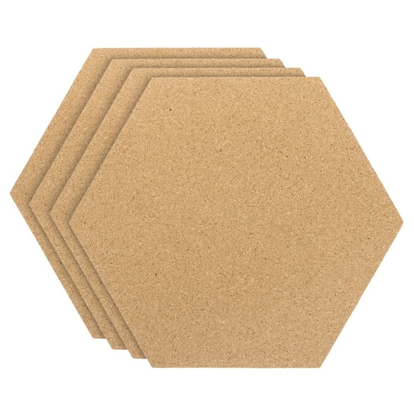 Unique Bargains 12x10' 1/4' Thick Cork Board Tiles, 4 Pack Self Adhesive Hexagon Bulletin Board Display Corkboard