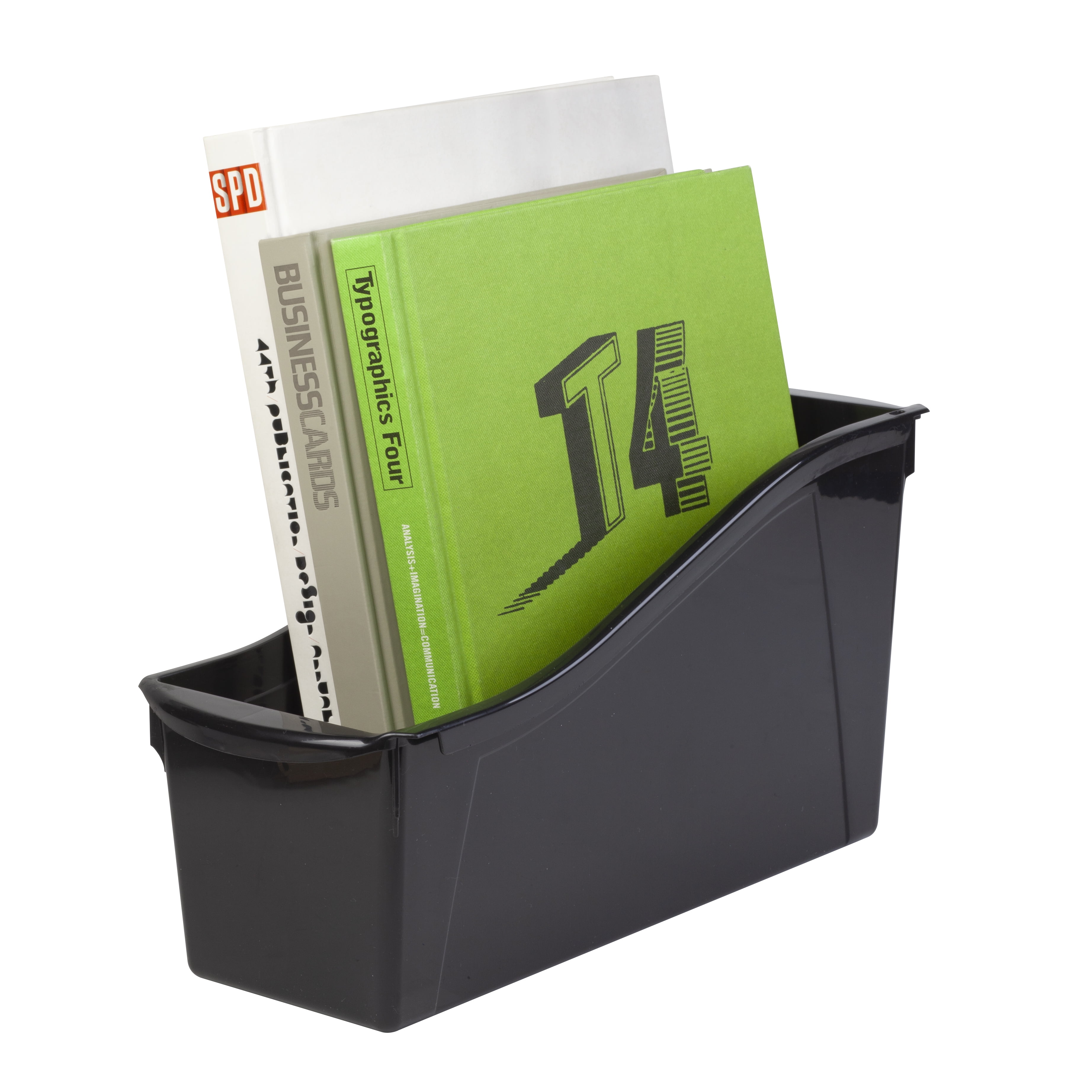 Pen+Gear Plastic Desktop Book Organizer Bin, Deep Black