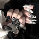 thumbnail image 1 of UBIUO 24pcs Matte Fake Nails Medium Almond Acrylic Nails Art Punk False Nails for Party and Home DIY (Black & White)Note:No glue., 1 of 4