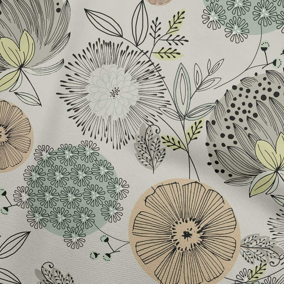 oneOone Cotton Jersey Light Gray Fabric Asian Floral Fabric For Sewing Printed Craft Fabric By The Yard 58 Inch Wide