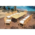 thumbnail image 4 of Grade-A Teak Dining Set: 10 Seater 11 Pc: 94" Double Extension Rectangle Table And 10 Devon Chairs (2 Arm & 8 Armless Chairs) WholesaleTeak #WMDV79, 4 of 5