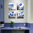 thumbnail image 4 of Black and White cyan blue flower Canvas Wall Decor for Home Decor artwork painting 12" x 12" 4 Pieces Canvas Print For Living Room Decor Modern Salon kitchen Still Life Painting, 4 of 6