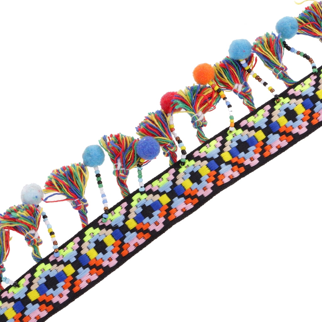 33mm 1 Yard Pompom Beads Fringe Trim Ribbon Sewing DIY Sewing Fabric Craft Handmade Decorative Jewelry Multicolor 