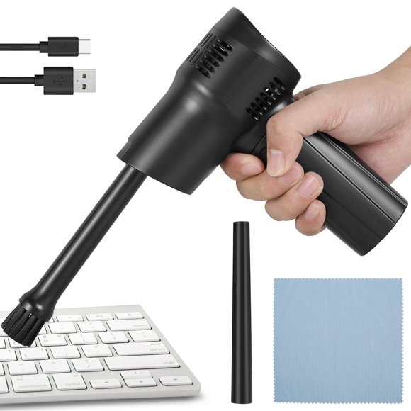 Electric Air Duster Cordless Air Blower Portable Dust Cleaner 6000mAh USB Charging Computer Keyboard Cleaner with LED Light 2 Gear for Computer Keyboard Car Sofa