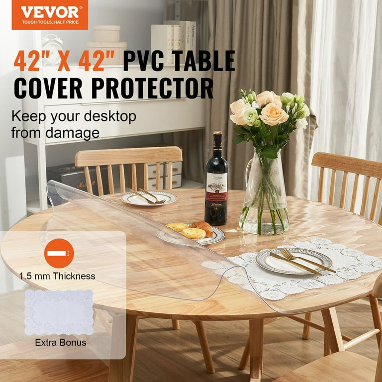 BENTISM Heavy Duty Transparent Kitchen Table Cover Protector, 42