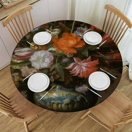 

Autua Flowers Bird Round Tablecloth Stain Resistant Washable Perfect for Indoor Outdoor Kitchen Dining Wedding Parties Waterproof Fabric 100% Polyester 31 -35
