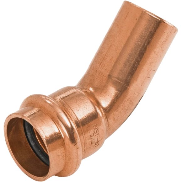 Acoplamiento de tubo de cobre de 45 grados NIBCO de 0.5 pulgadas, paquete de 10