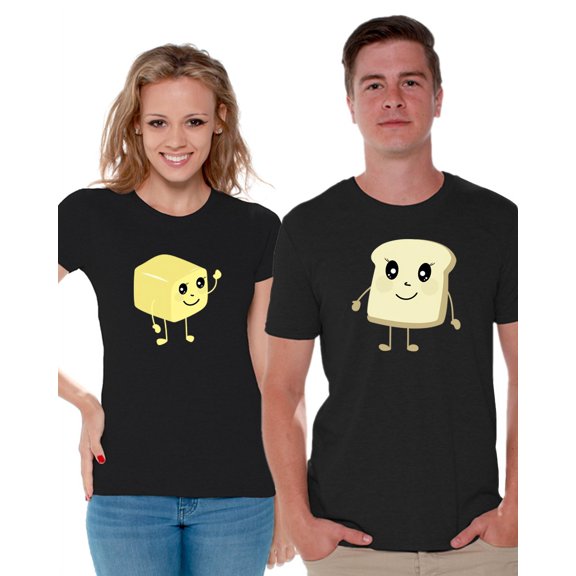 Awkward Styles Couple Shirts for Food Love Butter Lovers Bread Fans Matching T-shirts for Couples Gifts for Wifey Funny Gifts Matching Shirts