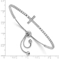 thumbnail image 3 of Auriga Fine Jewelry 925 Sterling Silver Rhodium-plated CZ Sideways Cross Adjustable Bracelet for Women, 3 of 5