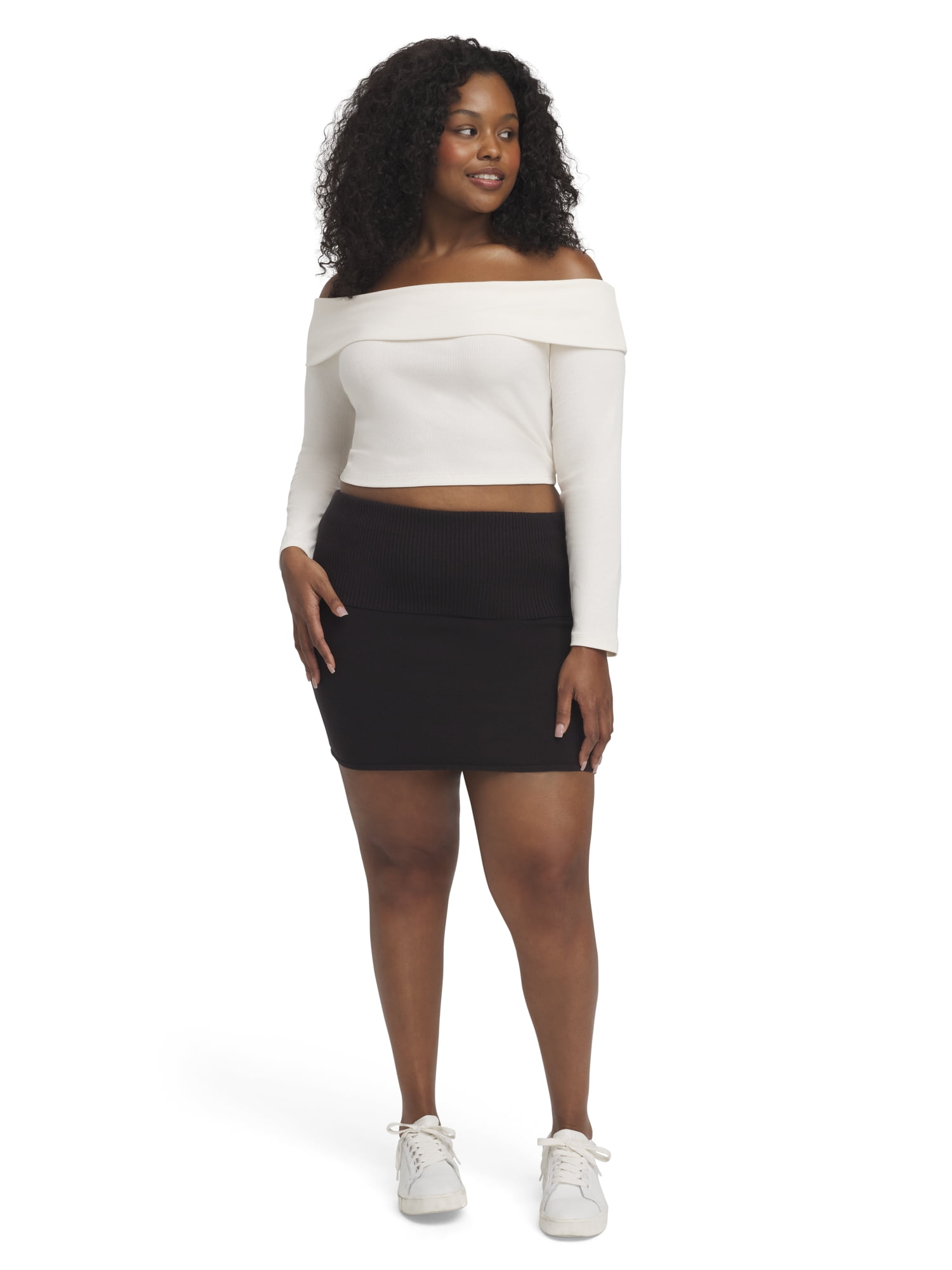Mills by Millie Bobby Brown Women's Fold Over Ribbed Mini Skirt, Sizes XXS-XXL