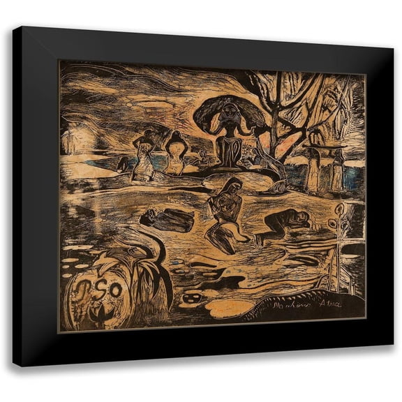 Gauguin, Paul 13x12 Black Modern Framed Museum Art Print Titled - Day of the God (Mahana atua)