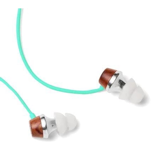 Symphonized ALN Écouteurs Intra-Auriculaires en Bois Véritable Isolants du Bruit, Écouteurs avec Micro (Turquoise)