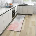 thumbnail image 6 of omezin Pink Kitchen Rug Set of 2, Anti-Fatigue Pink and Grey Kitchen Mat, Non-Slip Waterproof Washable Comfort Standing PVC Floor Mats, Memory Foam Cushioned Runner Rugs,17.3x28+17.3x47 Inch, 6 of 6