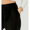 thumbnail image 2 of SOMER Sweatpants Joggers for Women In Velvet Lounge High Waisted Drawstring for Workout Running with Pockets Black, 2 of 6