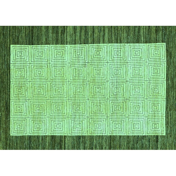 Ahgly Company Indoor Rectangle Oriental Turquoise Blue Modern Area Rugs, 7' x 10'