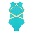 thumbnail image 5 of YONGHS Girls Sleeveless One Piece Gymnastics Leotards Tumbling Ballet Dance Unitard Bodysuit Blue Green 6, 5 of 7