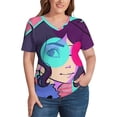 thumbnail image 4 of Gorillaz Women's Shirt V-Neck Breathable Short-Sleeve T-Shirt Casual Fashion Tee Soft & Trendy Blouse 5XL, 4 of 8