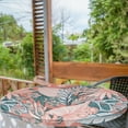 thumbnail image 2 of Ambesonne Tropical Fitted Round Tablecloth, Syngonium Dracaena Leaves, 56"- 60" Diameter, Coral Dark Cadet Blue, 2 of 5