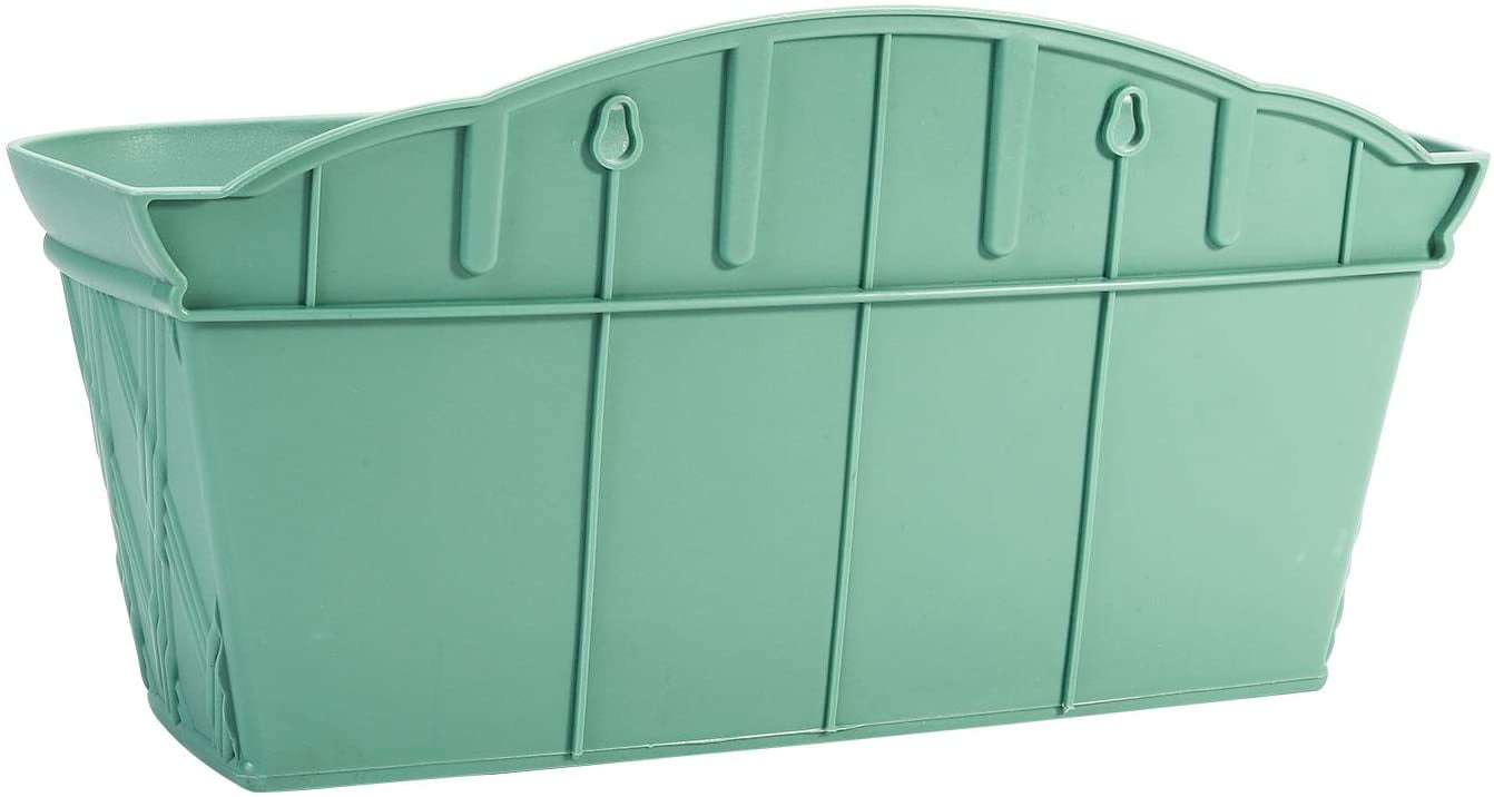Sungmor 3 Pack Wall Hanging Planters, 16.5 Inch Railing Fence Hanging Flower Pots, Thickened Plastic Water Storage Plant Pot, Indoor Outdoor Garden Balcony Decor, Light Green Large Plant Basket