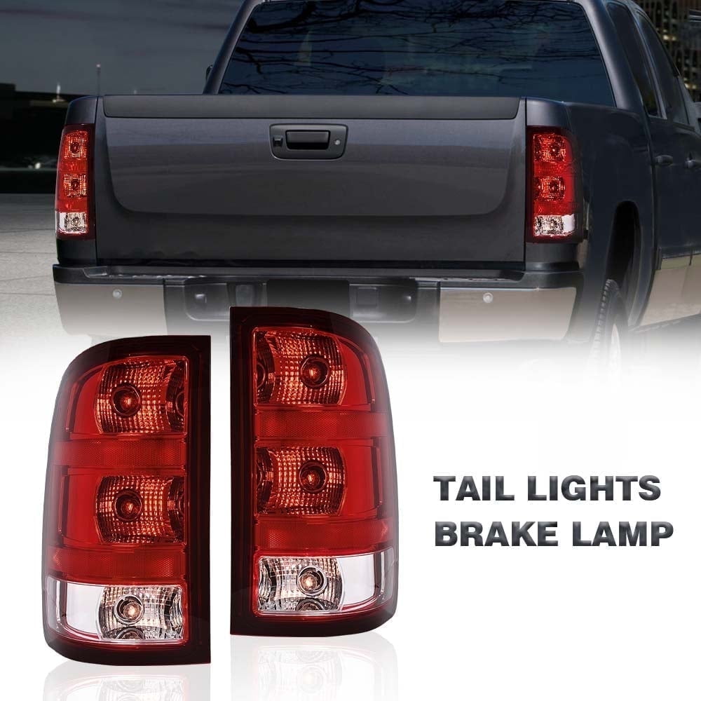 CROSSDESIGN Red Tail Lights Fit for 2007-2013 GMC Sierra 1500 2500 3500HD