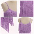 thumbnail image 4 of IDOPIP Kids Girls 1920s Flapper Dress Tassels Sequins Fringe Latin Dance Dress 1920s Gatsby Halloween Party Ballroom Dance Costumes 8-9 Years Purple, 4 of 6