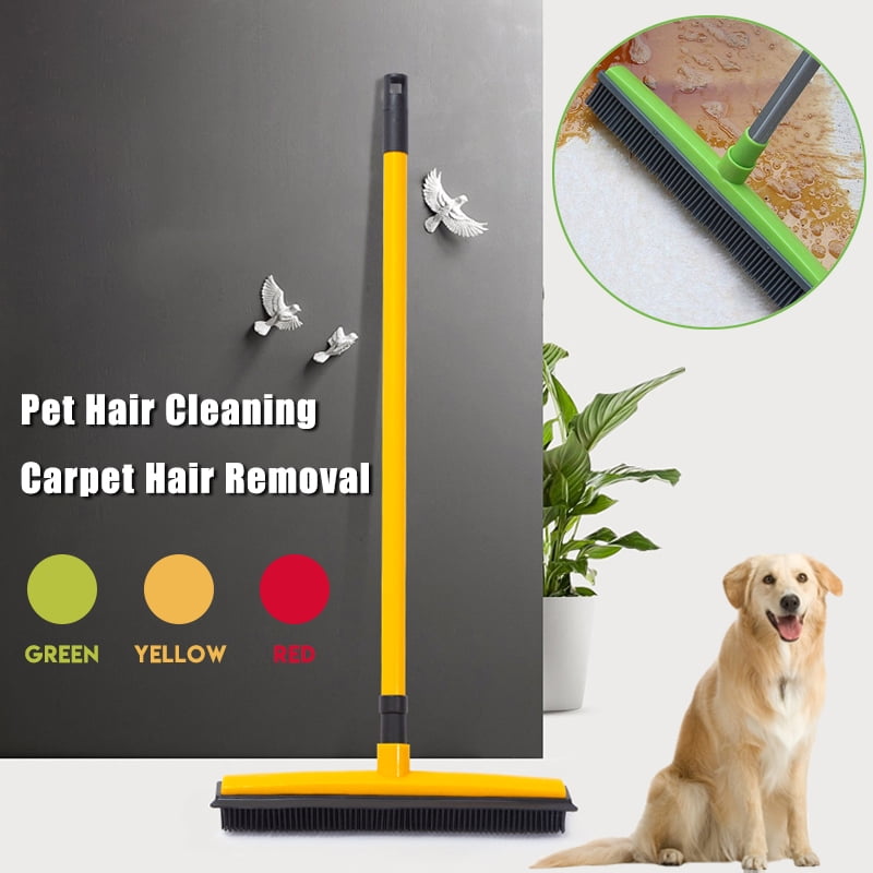 Long Push Broom Handle Rubber Bristles Adjustable Sweeper Squeegee Edge