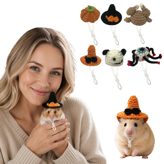 1 Pc Knitted Turkey Style Small Pet Party Hat, Fall Halloween Decoration Adjustable Accessory for Hamster Small Animal Halloween Home Decor