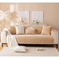 thumbnail image 2 of Namzi Super Soft Velvet Quilted Sofa Couch Covers Non-Slip Sectional Couch Cover Leaf Pattern Plush Sofa Slipcover Furniture Protector for Pets Kids Children Dog Cat (Camel B,28"x28"), 2 of 5