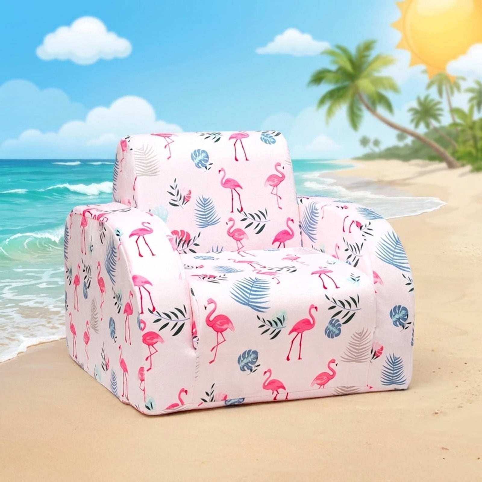 Furnibear Toddler Chair 3 in 1 Convertible Kid Sofa Bed Flip Out Chair Lounger for Toddler, Pink