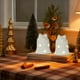 thumbnail image 5 of Adorno navideño de cerámica con forma de ciervo y muñeco de nieve | Decoración navideña luminosa | Figura de cerámica blanca con luz LED suave | Centro de mesa festivo | Luz de noche para decoración, 5 of 6