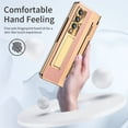 thumbnail image 7 of SaniMore for Samsung Galaxy Z Fold 5 7.6" Folding Magnetic Hinge Protection Case with Tempered Glass Film, PU Leather Cover with Wireless Charging & Kickstand Full Body Protective Shell, Pink Gold, 7 of 7