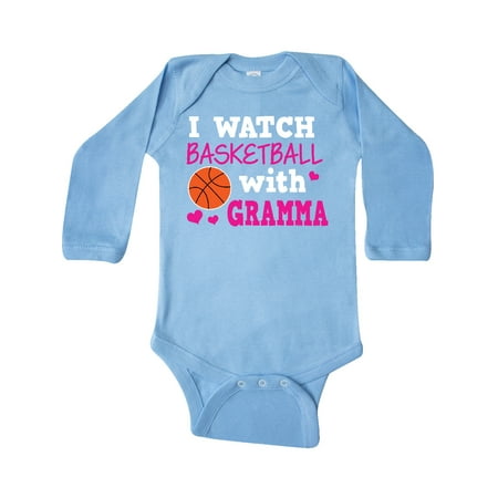 

Inktastic I Watch Basketball with Gramma Gift Baby Girl Long Sleeve Bodysuit