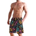thumbnail image 2 of Dailycode Men's Quick Dry Swim Trunks Beach Shorts Casual Summer Board Shorts with Pockets, Neon Guitar and Skull, 2 of 8