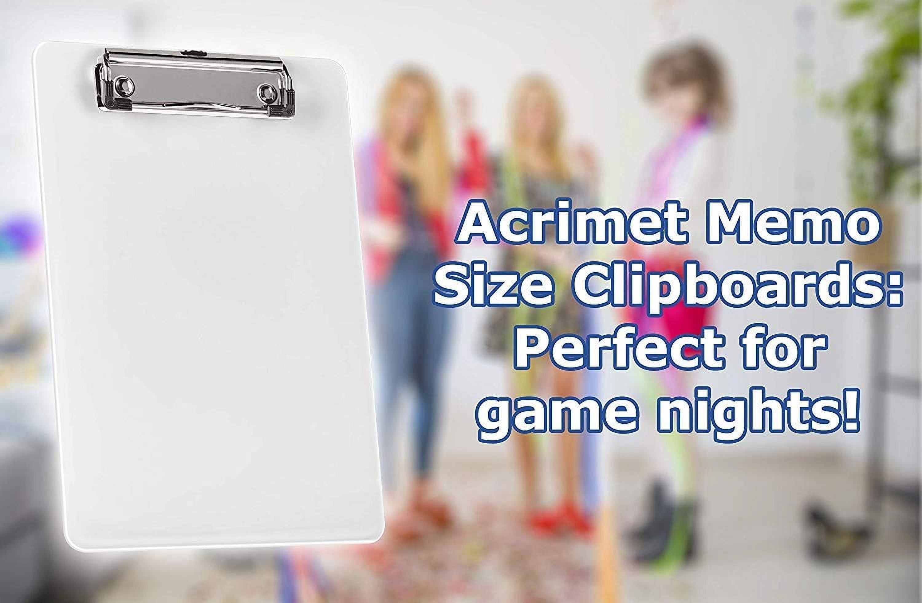 Acrimet Clipboard Memo Size A5 (9 1/4” x 6 5/16”) Low Profile Clip (Plastic) (Clear Crystal Color) (6 Pack)