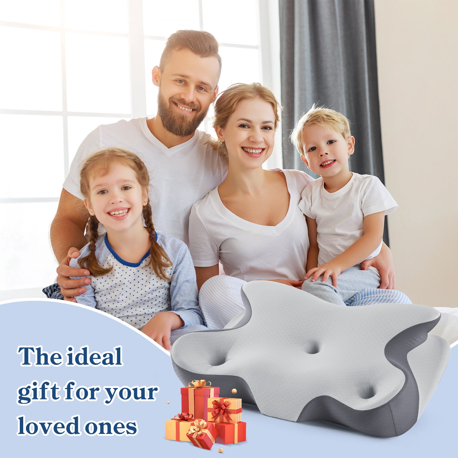 MOONORAH Cervical Pillow for Neck and Shoulder, Ergonomic Side Sleeper Pillow for Neck Support, Contour Memory Foam Pillows for Side Back & Stomach Sleepers with Cooling Pillowcase, Dark Gray