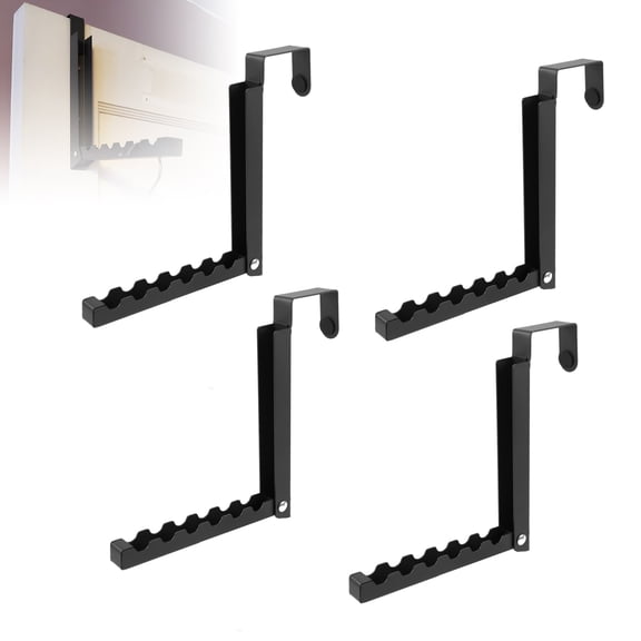 RULLINE 4 Pack Over The Door Hanger - Foldable Clothes Drying Rack for Laundry Room, Compact & Space-Saving - Collapsible Coat Rack for Small Spaces, Portable Clothing Hanger (Black)