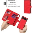 thumbnail image 4 of Compatible with Google Pixel 6a Wallet Case,[6 Card Slots] [Wrist Strap] [Stand Feature] Detachable 2 in 1 Magnetic Zipper Leather Cover Case for Google Pixel 6a,6.1 inch Red, 4 of 7