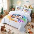 thumbnail image 3 of Erosebridal Penguin Bed Spread Queen for Boys Girls, Paint Splash Queen Coverlet Set, 3 Pieces 1 Quilt and 2 Pillowcases, 3 of 7