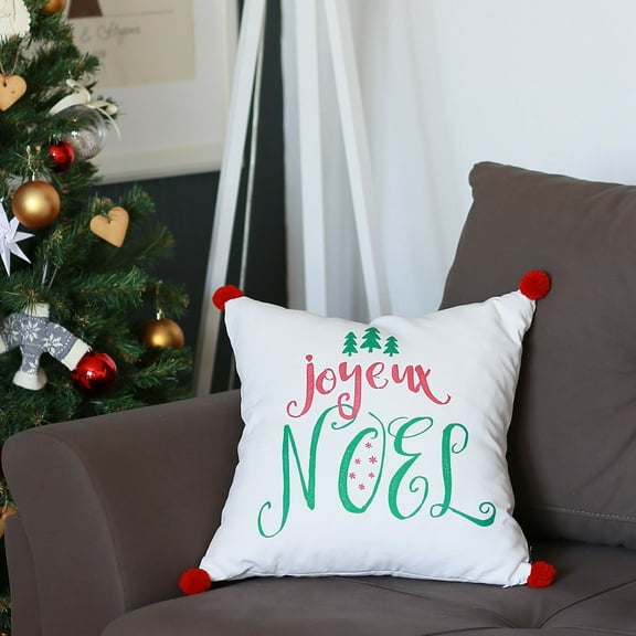 Christmas Noel Printed Throw Pillow Cover Christmas Gift 18"x18"