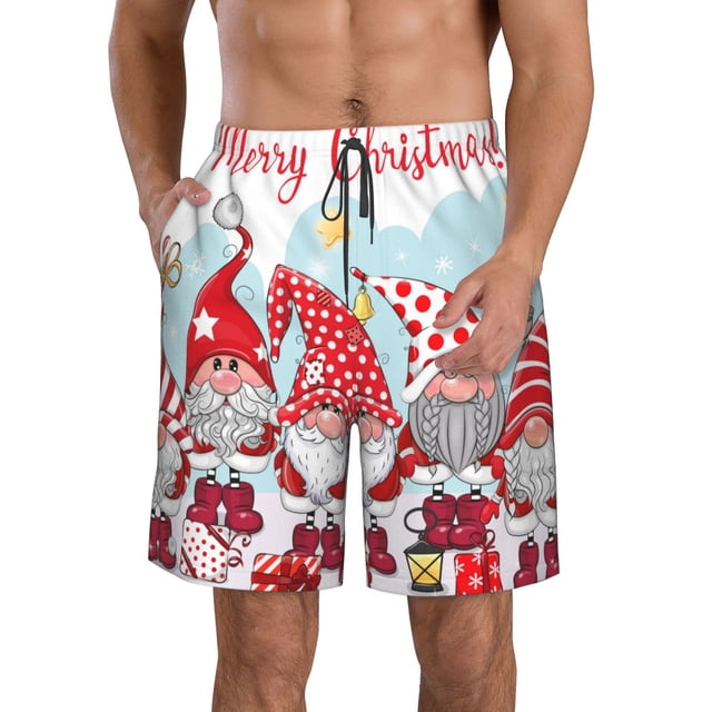 Balery Christmas Traje de Baño Estilo Hawaiano para Hombre, Shorts de Secado Rápido con Bolsillos-Large