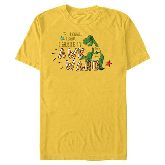 Disney PIXAR Toy Story Rex I Came, I Saw, I Made it Awkward - Short Sleeve Blended T-Shirt for Adults - Customized-Yellow