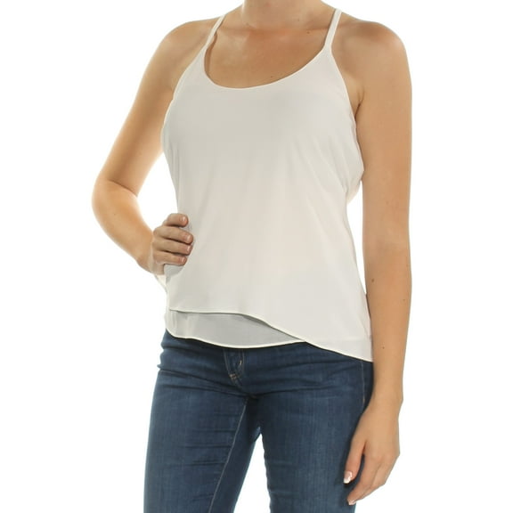 RACHEL ROY Womens White Spaghetti Strap Scoop Neck Top M