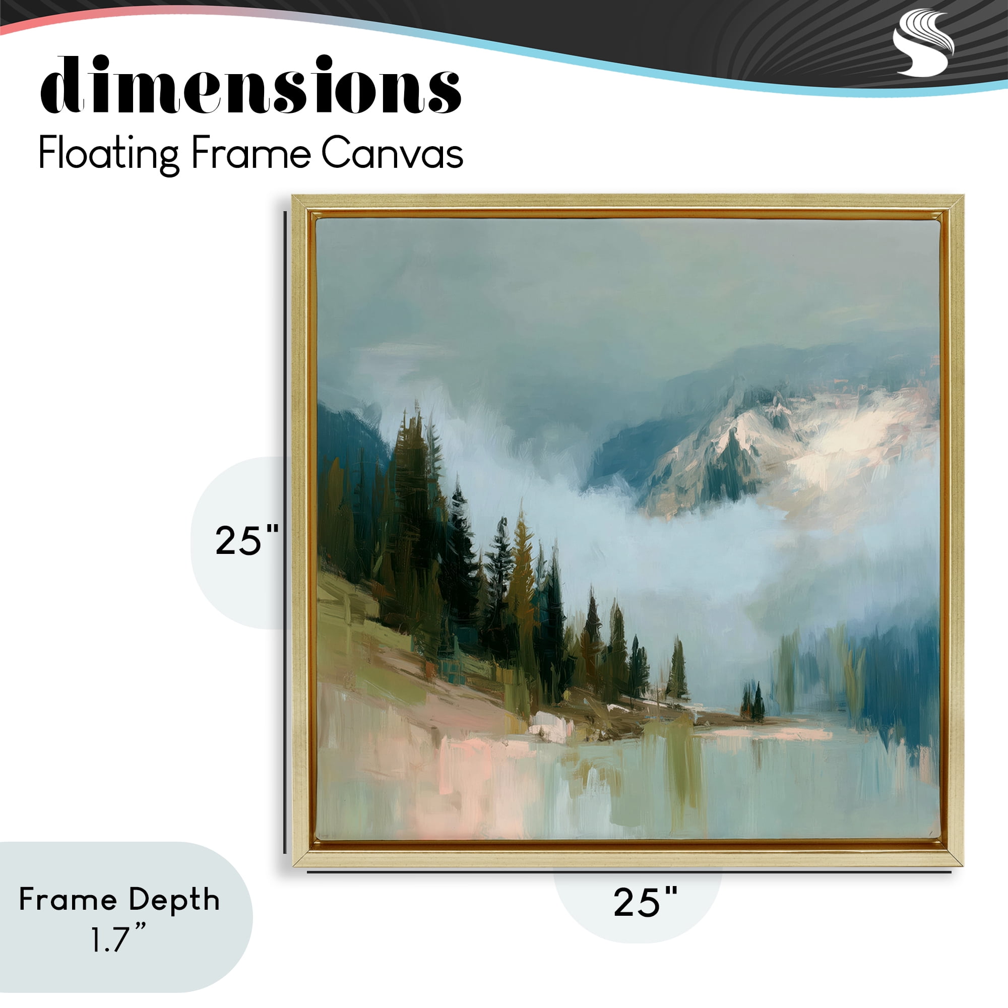 Stupell Industries Fog On The Mountains Gold Framed Floater Canvas Wall Art, design by Kim Curinga
