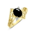 thumbnail image 4 of RYLOS Rings for Women 14K Yellow Gold Greek Key Designer Ring 9X7MM Gemstone & Diamond Ring October Cabochon Onyx Jewelry  Size 10, 4 of 8