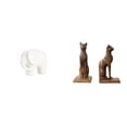 thumbnail image 1 of Colección de figuras de animales de cerámica: y gato egipcio, con almohadillas antideslizantes. Sujetalibros decorativos, soportes para estan, 1 of 7