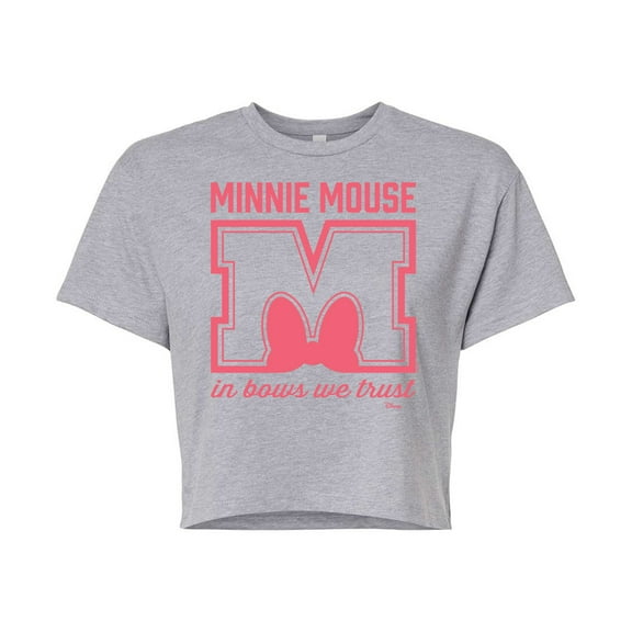 Disney - Minnie Mouse - In Bows We Trust - Juniors Cropped Cotton Blend T-Shirt