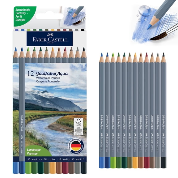 Faber-Castell Goldfaber Aqua Watercolor Pencils: Landscape | Back to School Art Supplies | Dual Use Break-Resistant Leads (12 Count)